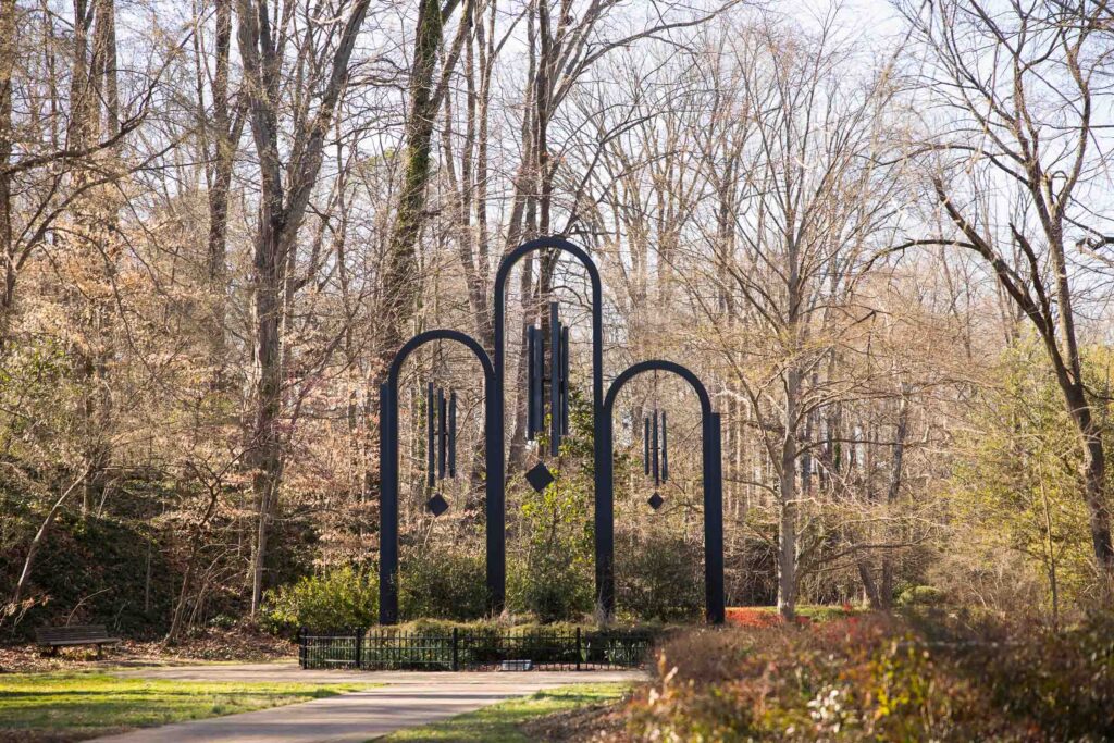 Greensboro Arboretum giant wind chimes
