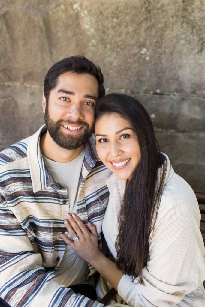 couple smiles after their surprise proposal at the biltmore estate