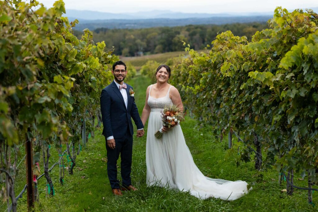 eloping couple among the vines at their raffaldini elopement 