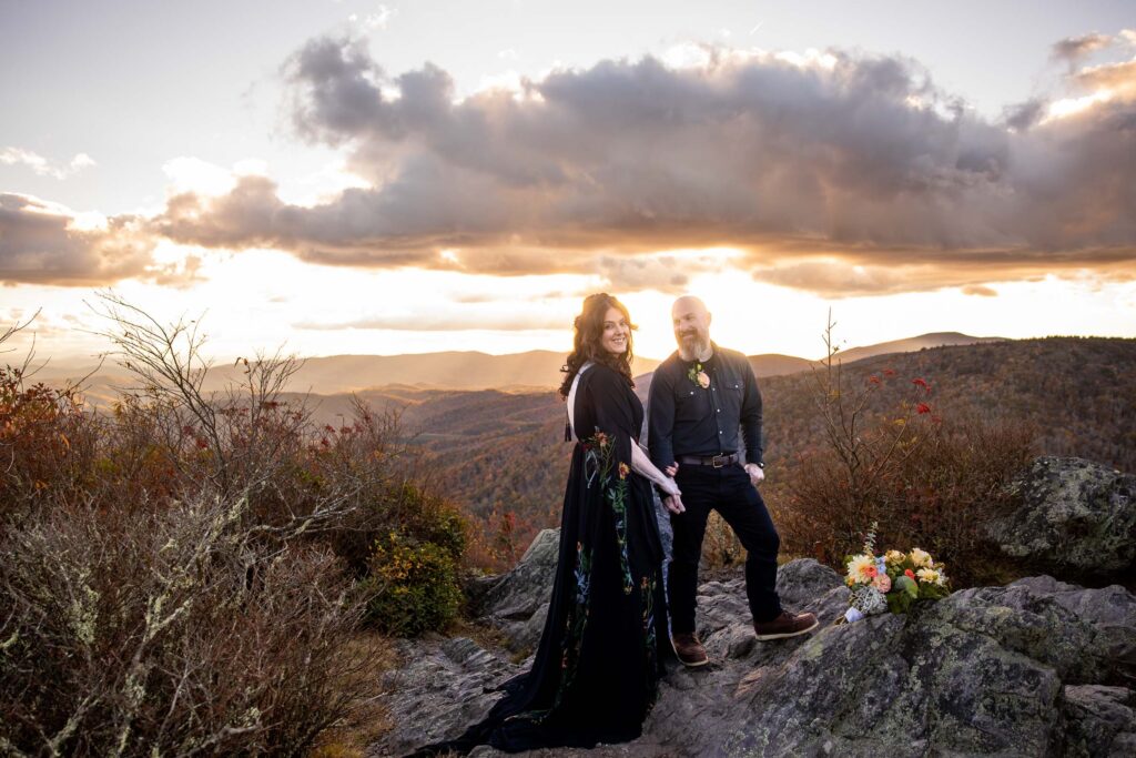 golden hour elopement at grayson highlands state park in va during the fall