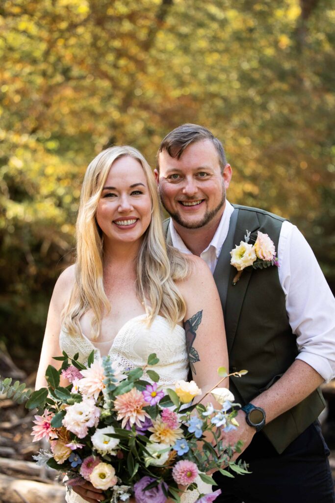 Outdoor elopement portraits in the foothills of North Carolina at Pilot Mountain State Park