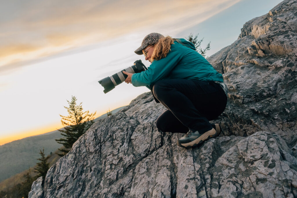 Jenny Friedrichs, surprise proposal photographer  documenting a proposal at grayson highlands state park in VA