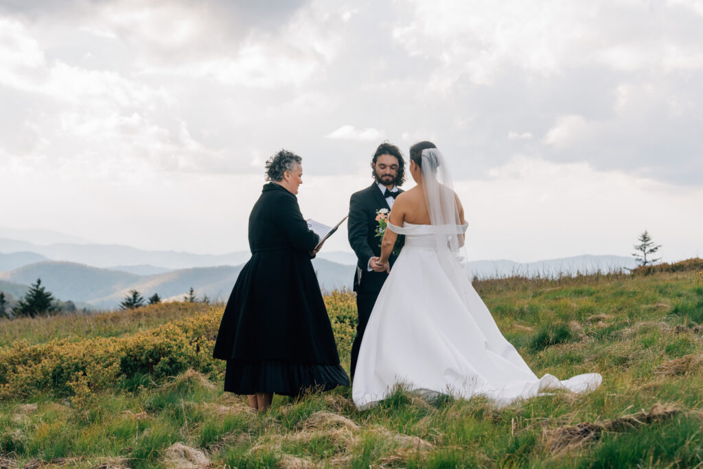 couple elopes on a mountain top in nc