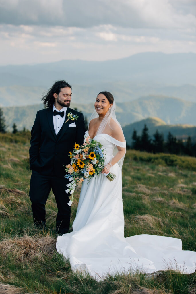 couple during mountain elopement at the roan highlands